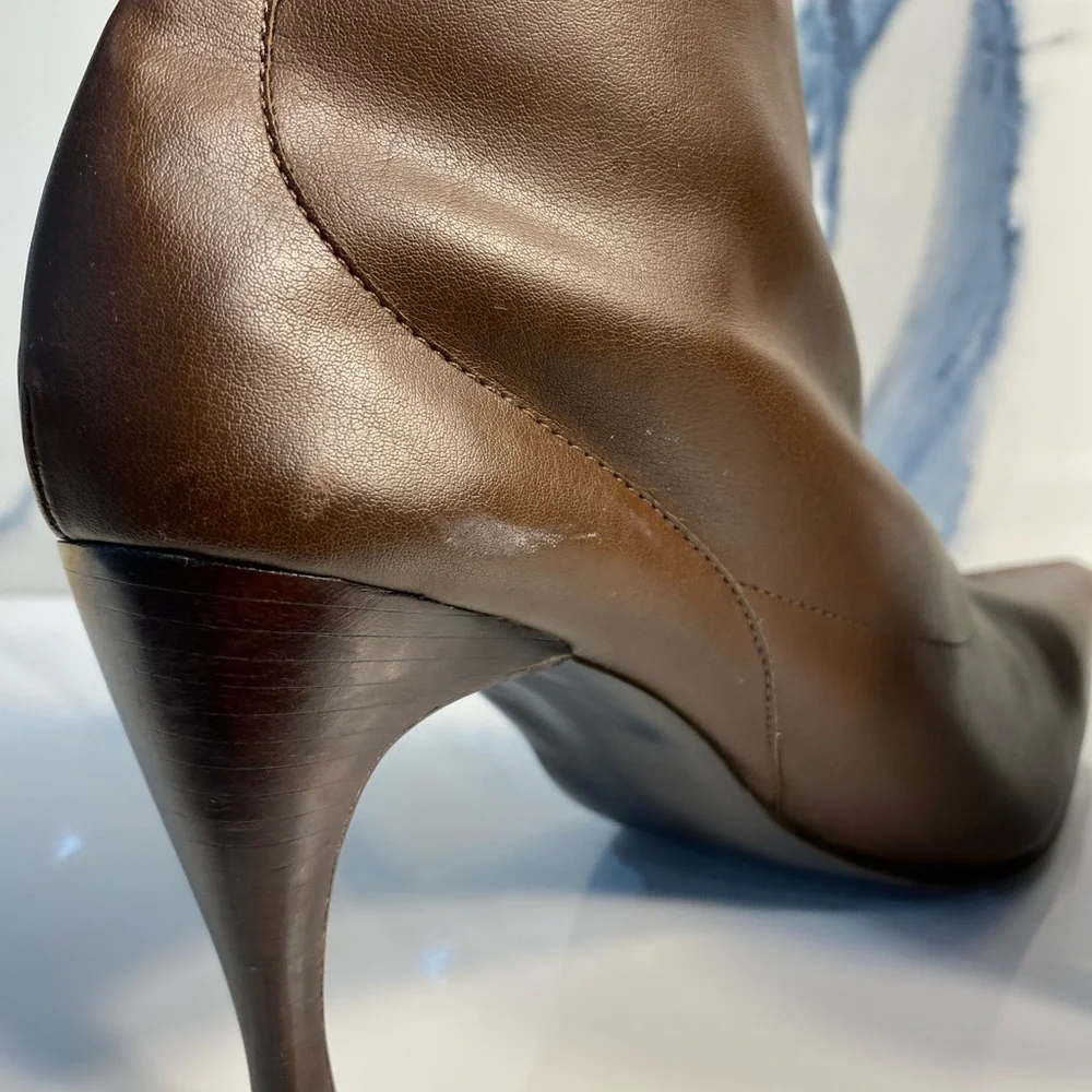 Gianni Fermani Elegant Brown Leather Ankle Boots Made in Brazil Size 9.5 - Picture 8 of 11